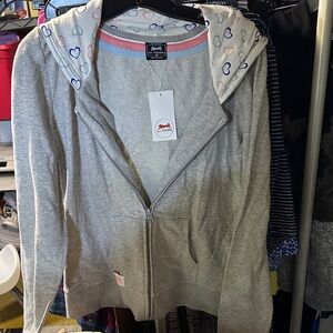 NWT Le Tigre Gray Hoodie with Heart Accents M